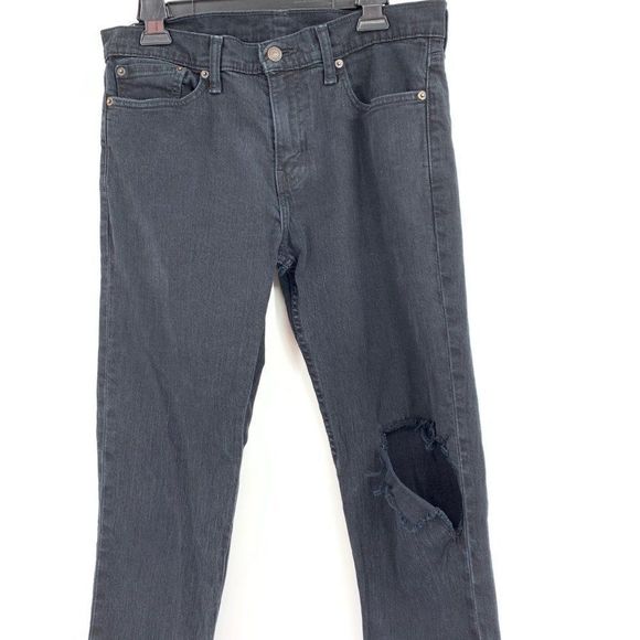 Mens Levi's Black Tall Destroy Jeans Stretch Size 32 x 34 0433 - Picture 3 of 11